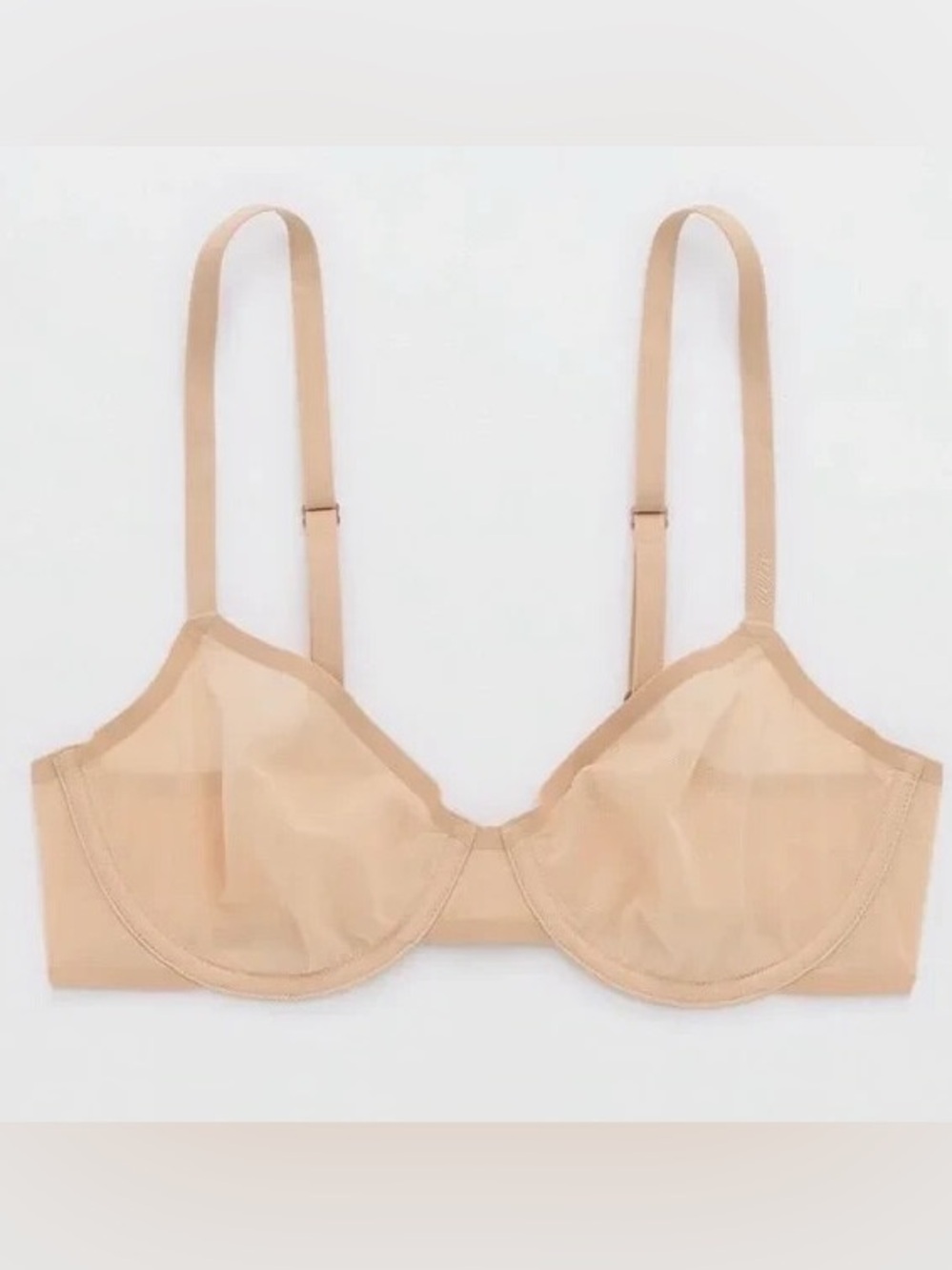 NWT Aerie Smoothez Mesh Unlined Bra 32C Nude Neutral NEW